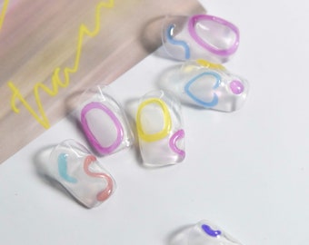 3D Jelly Colored Squiggly Shapes and Lines Nail Art Stickers  (to2786)