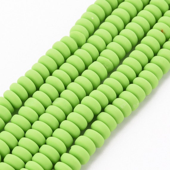 6MM Light Green Polymer Clay Bead Strands 