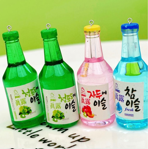 Wide Korean Alcohol Soju Beer Bottle Charm (10mm x 34mm)