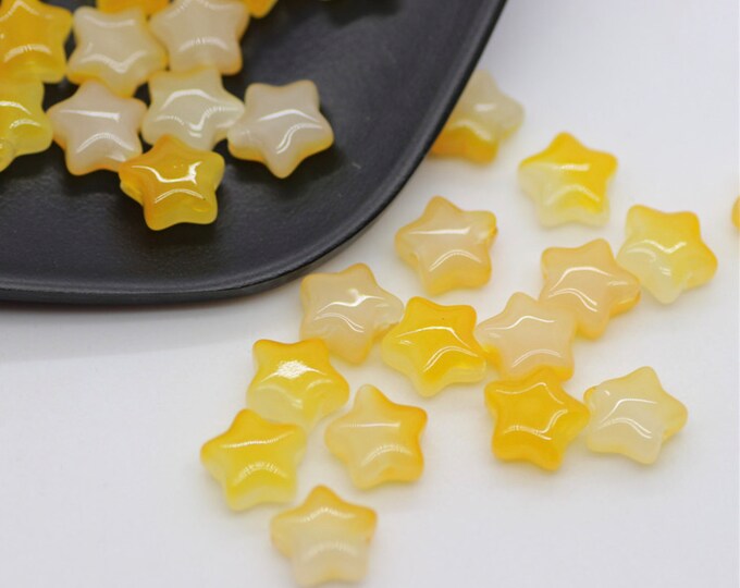 Glass Star Beads Yellow Ombre Beads Lot Celestial Jewelry Beads Mixed