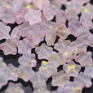 Matte Light Pink with Gold Specks Spray Painted Glass Star Beads (8mm x 8.5mm x 4mm) AB10