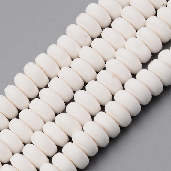 6MM White Polymer Clay Bead Strands