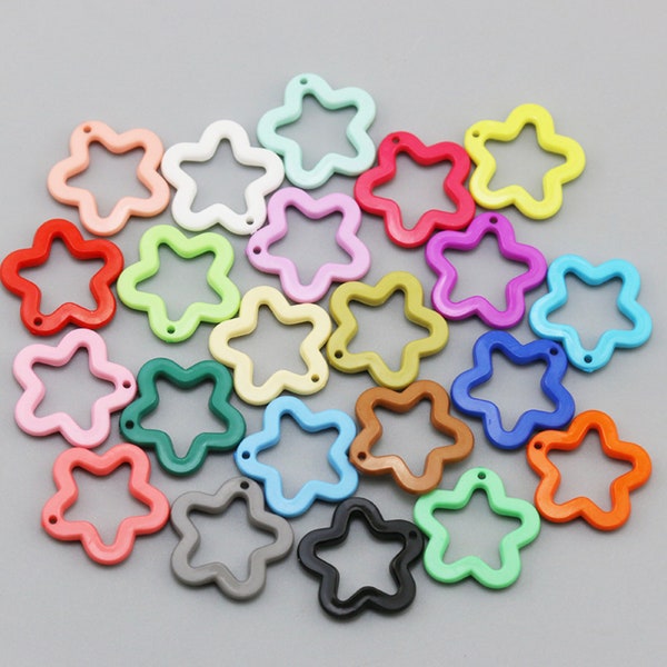 30MM Opaque Acrylic Star Cut Out Pendant Charm (Mixed Colors)