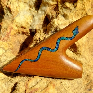 Schlangentürkis und Lapislazuli Inlay Kuripe, Selbstapplikator, Hapeh-Applikator, Hapeh-Pfeife, Tepi, Zeremonienpfeife