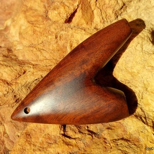 Solid HardWood Kuripe Single Block Self Applicator, Hapeh Applicator, Hapeh Pipe, Tepi, Ceremonial Pipe