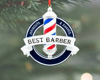 Barbershop Barber Christmas Ornament | Stylist Ornament | Hairstylist Gift | Mens Barber Personalized Christmas Ornament | Hair Art