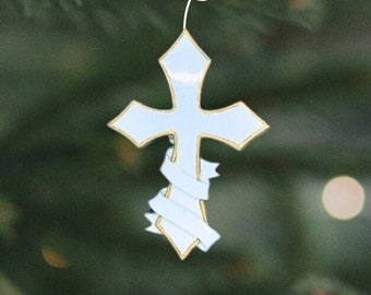 Religious Cross Christmas Ornament | Remembrance Ornaments | In Memory Of Gift | In Loving Memory Bereavement Ornament | Religious Ornament