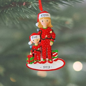 Personalized Single Mom Ornament | Mom and One Child | Single Parent Ornament | Custom Christmas Ornament | Single Parent Gift Family of Two