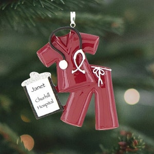 Nurse Scrubs Ornament Maroon Nurse Ornament Doctor - Etsy