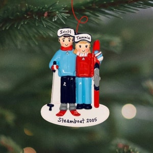 Personalized Ski Couple Christmas Ornament | Our First Christmas Ornament | Custom Couples Christmas Ornament | Ski Lodge Couple