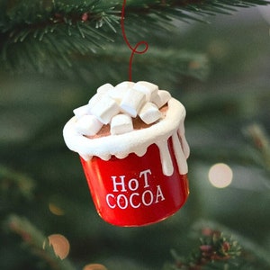 Hot Cocoa with Marshmallows Ornament Enamel Mug of Hot Cocoa Christmas Ornament Hot Cocoa Christmas Enamel Mug Hot Cocoa Ornaments Cacao image 1