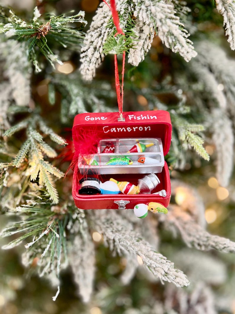 Personalized Fishing Tackle Box Christmas Ornament | Angler Gift for Grandpa | Fishing Enthusiasts Keepsake image 4