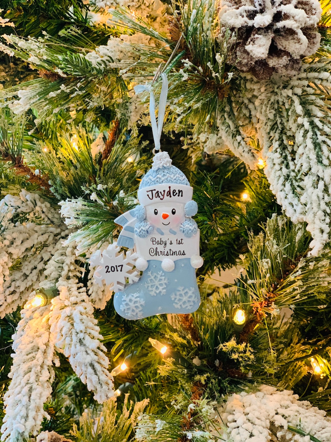Babys First Christmas Ornament Personalized New Baby Boy Ornament