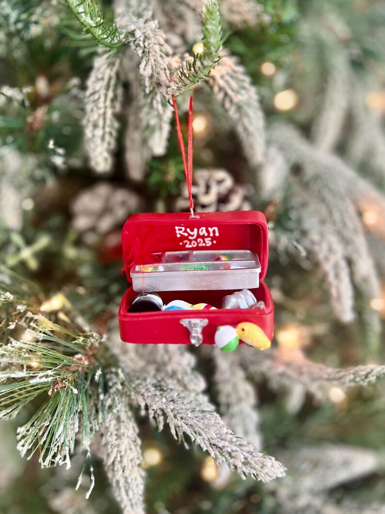 Personalized Fishing Tackle Box Christmas Ornament | Angler Gift for Grandpa | Fishing Enthusiasts Keepsake image 18