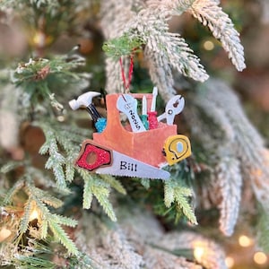 Personalized Toolbox Christmas Ornament | Handyman Contractors Gift