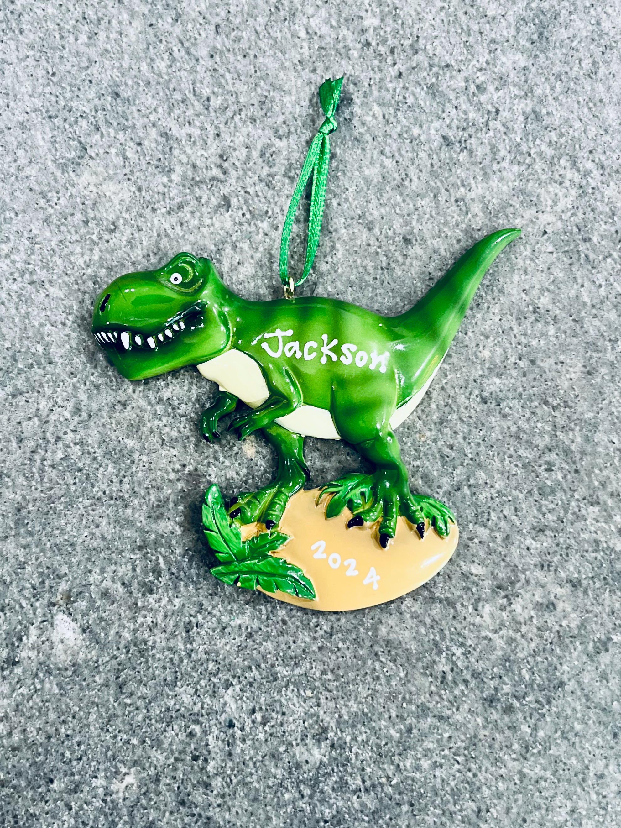 Personalized T-rex Dinosaur Ornament | Custom Holiday Keepsake
