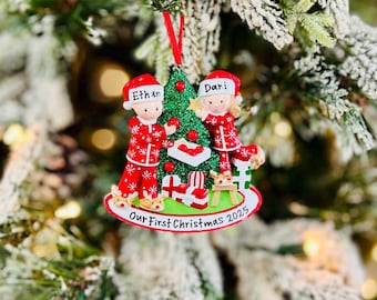 Personalized First Christmas Couple Keepsake Ornament | Custom Holiday Decor for Two | Anniversary