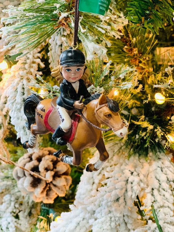 Equestrian Girl Riding Horse Ornament Set Of 2 Equestrian Girl Riding Horse Ornament Set Of 2