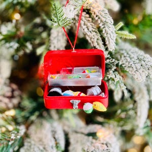 Fisherman Tackle Box Personalized Christmas Ornament | Fisherman Gifts For Fishermen | Grandpa Gifts For Anglers | Sport Fishing Ornaments