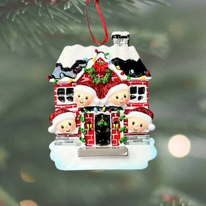 Personalized House Family of Four Christmas Ornament | Custom Name Family of 4 Ornament | Christmas In Our New Home | Family Ornaments