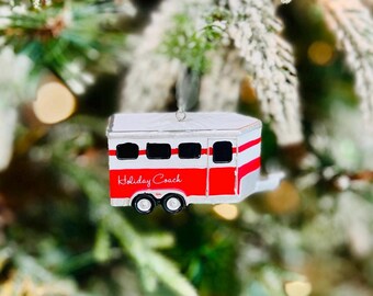 Personalized Horse Trailer Ornament | Equestrian Christmas Gift | Holiday Horse Hauler