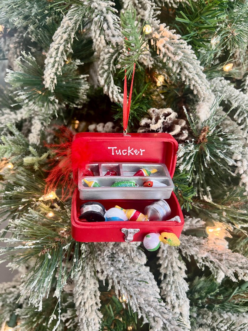 Personalized Fishing Tackle Box Christmas Ornament | Angler Gift for Grandpa | Fishing Enthusiasts Keepsake image 17