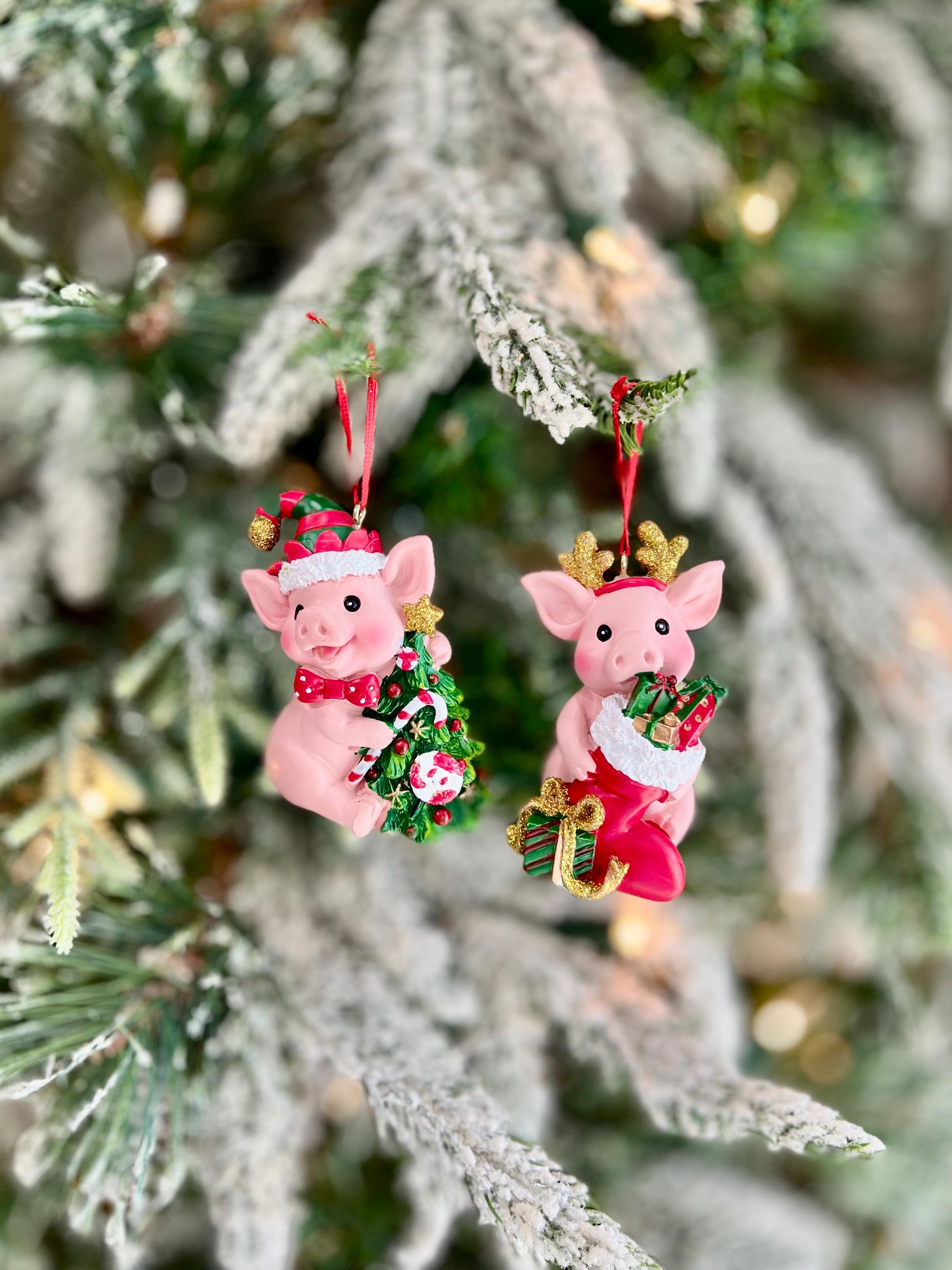 Personalized Pig Lover Christmas Ornament | Hand-Painted Piggy Holiday Decor | Animal Sanctuary