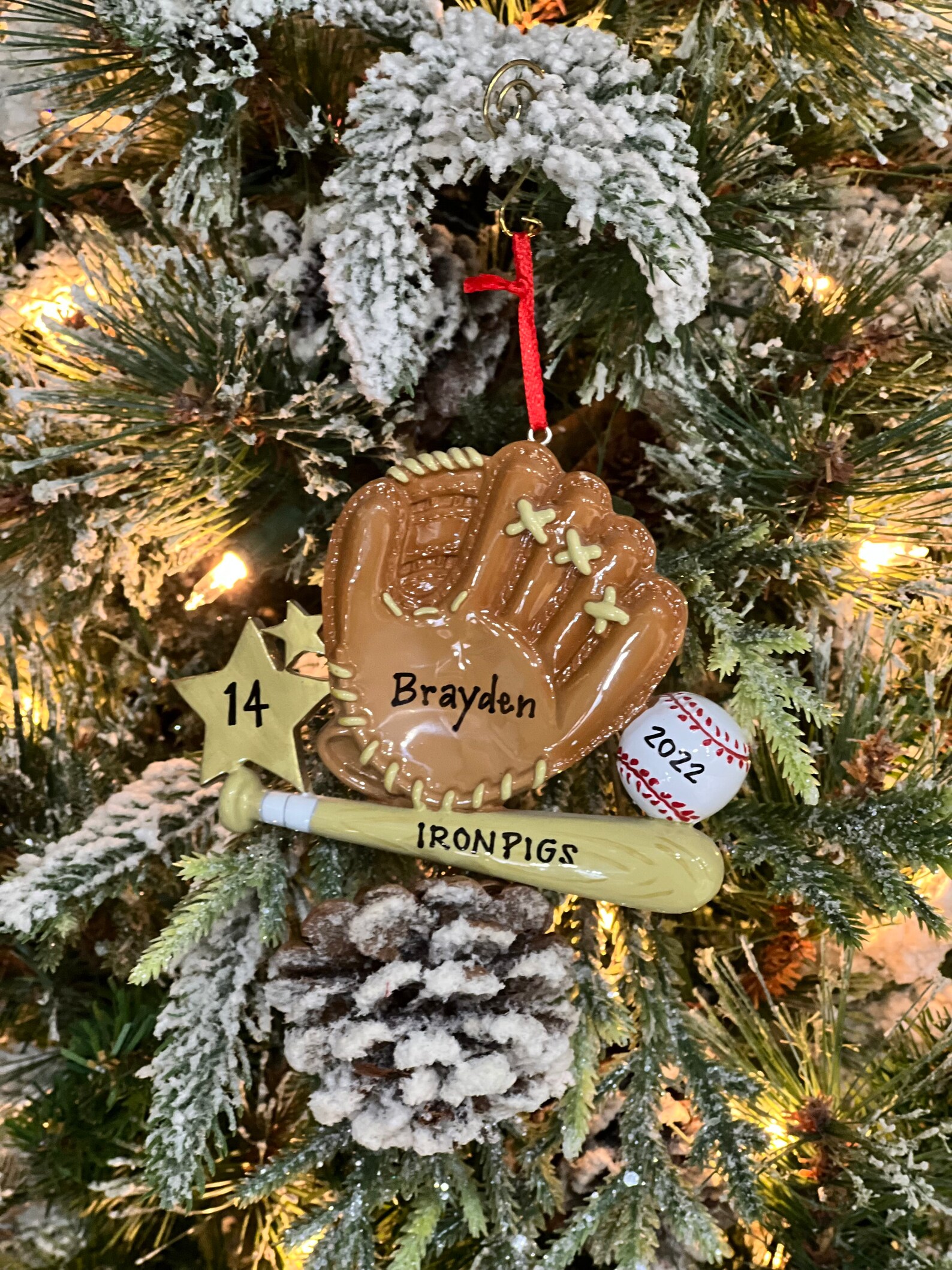 Baseball Glove Ornament Personalized Christmas Ornament Etsy