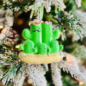 Personalized Cactus Family Christmas Ornament | Family of 5 | Custom Holiday Desert-Themed Keepsake