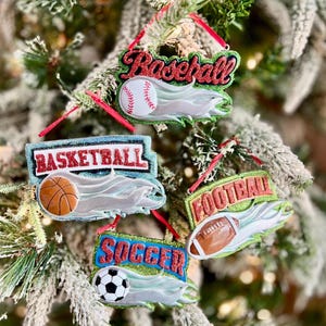 Personalized Basketball Football Baseball Soccer Ornament | Gender Neutral Sports Team | Basketball | Football | Soccer | Baseball