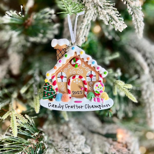 Personalized Gingerbread House Ornament | Competition Contest Prize | Our New First Home Keepsake | Candy Details