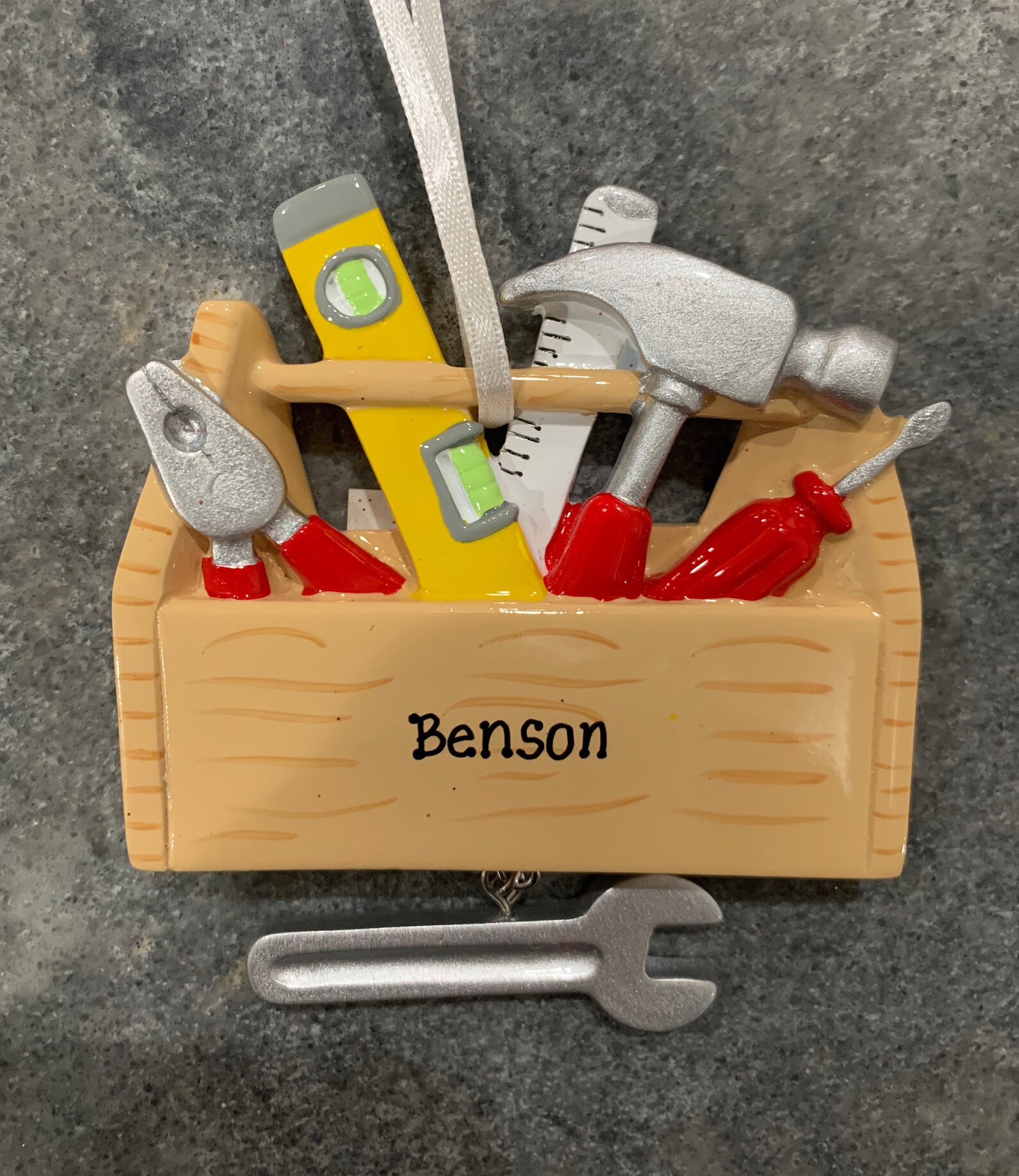 Personalized Toolbox Christmas Ornament With Dangling Wrench Etsy