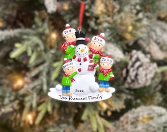 Custom Family Of Four Christmas Ornament Personalized | Custom Family Of 4 Ornament | Family Christmas Gift Ornament | Snowman Ornament