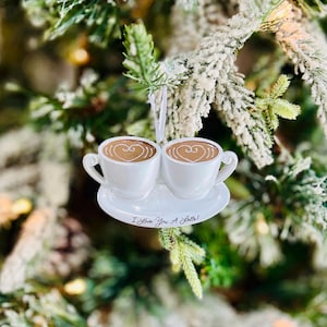 Personalized Coffee Cup Ornament | Coffee Christmas Ornament I Love You a Latte | Gift for Coffee Lover | Anniversary First Date Engagement
