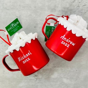 Hot Cocoa with Marshmallows Ornament Enamel Mug of Hot Cocoa Christmas Ornament Hot Cocoa Christmas Enamel Mug Hot Cocoa Ornaments Cacao image 9