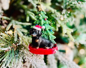 Personalized Dachshund Christmas Tree Ornament | Dog Lover Gift | Custom New Puppy Pet Gift