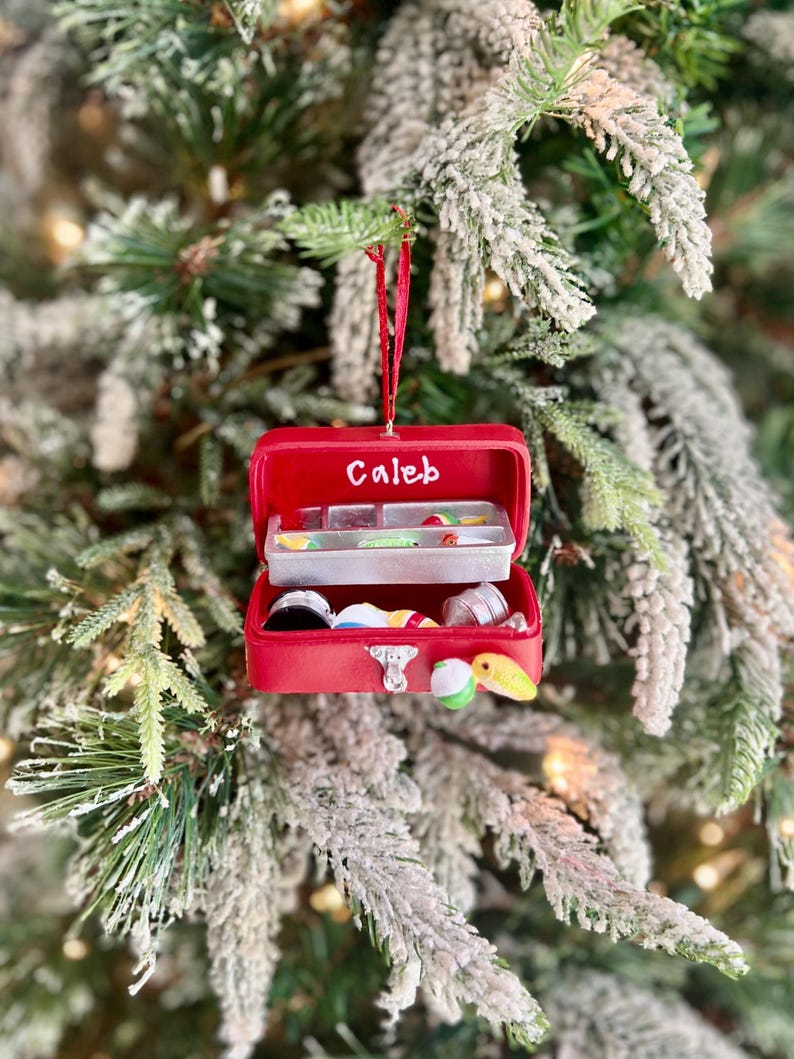Personalized Fishing Tackle Box Christmas Ornament | Angler Gift for Grandpa | Fishing Enthusiasts Keepsake image 5