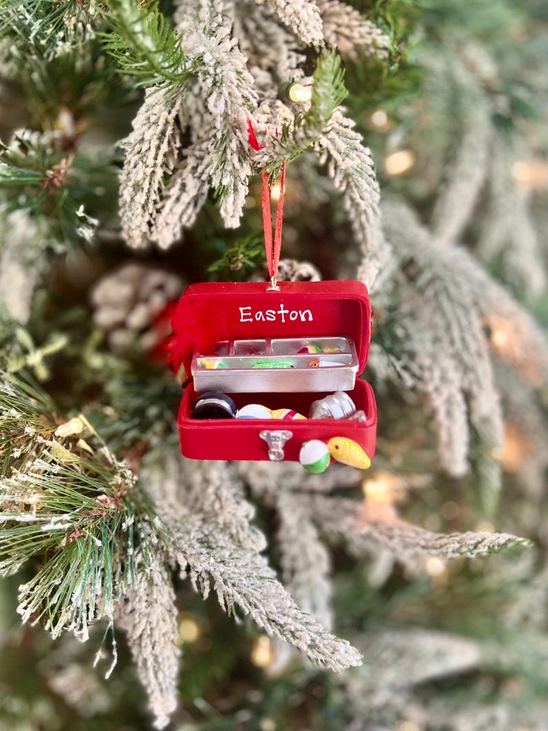 Personalized Fishing Tackle Box Christmas Ornament | Angler Gift for Grandpa | Fishing Enthusiasts Keepsake image 16