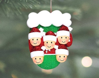 Family Of Five Mittens Personalized Christmas Ornament | Family Of 5 Ornaments | Coworker Grandchildren Siblings Christmas Ornaments