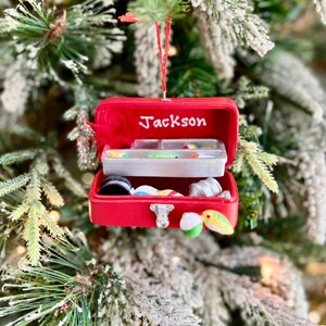 Personalized Fishing Tackle Box Christmas Ornament | Angler Gift for Grandpa | Fishing Enthusiasts Keepsake image 3