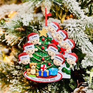 Personalized Family of 9 Personalized Christmas Ornament | Grandkids | Gift For Grandparents
