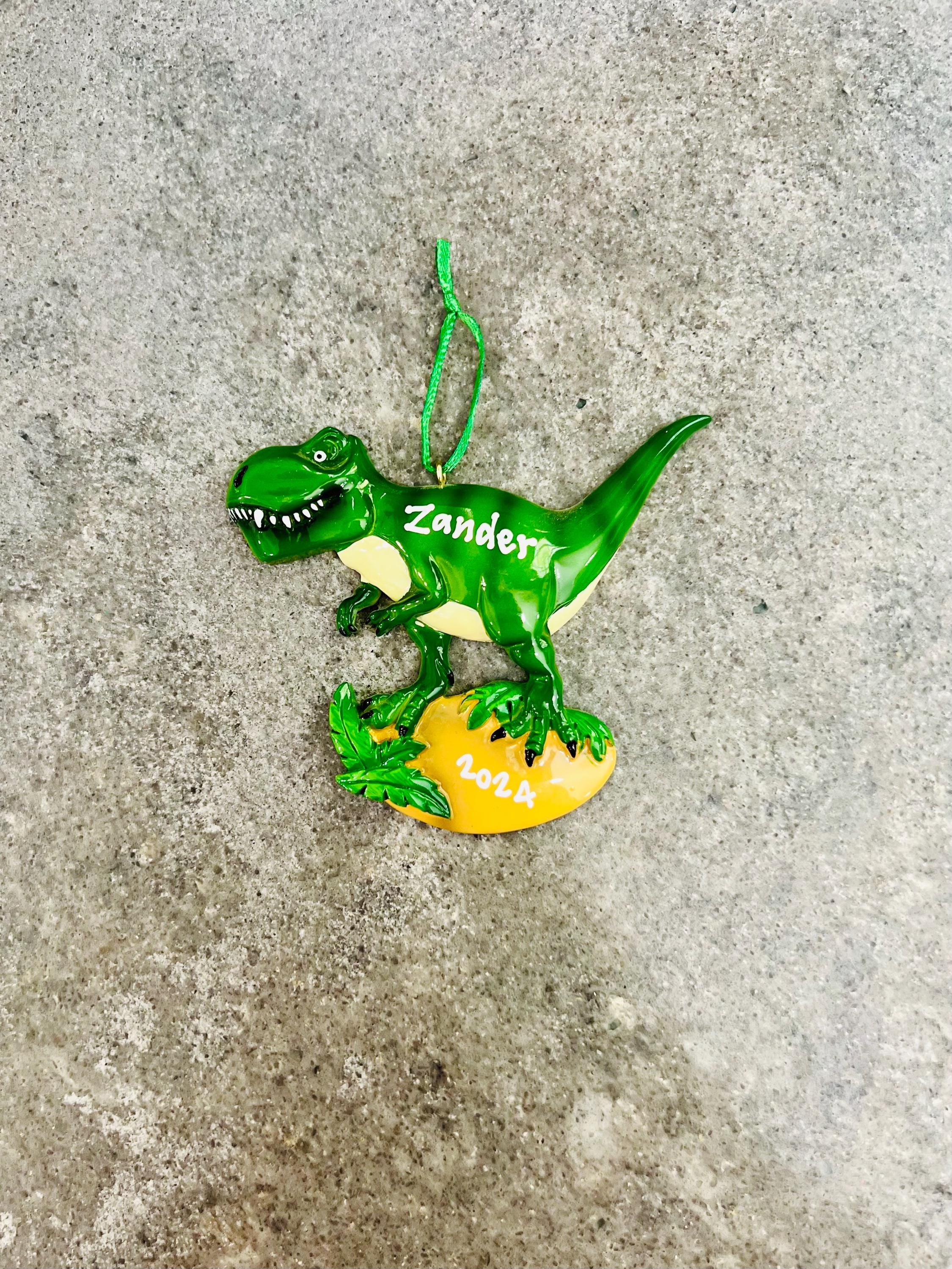 Personalized T-rex Dinosaur Ornament | Custom Holiday Keepsake