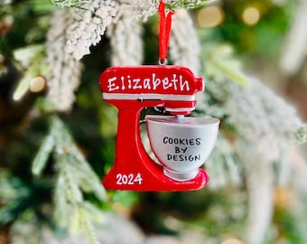 Personalized Red Kitchen Mixer Christmas Ornament | Baker Gift | Stand Mixer Holiday Decor