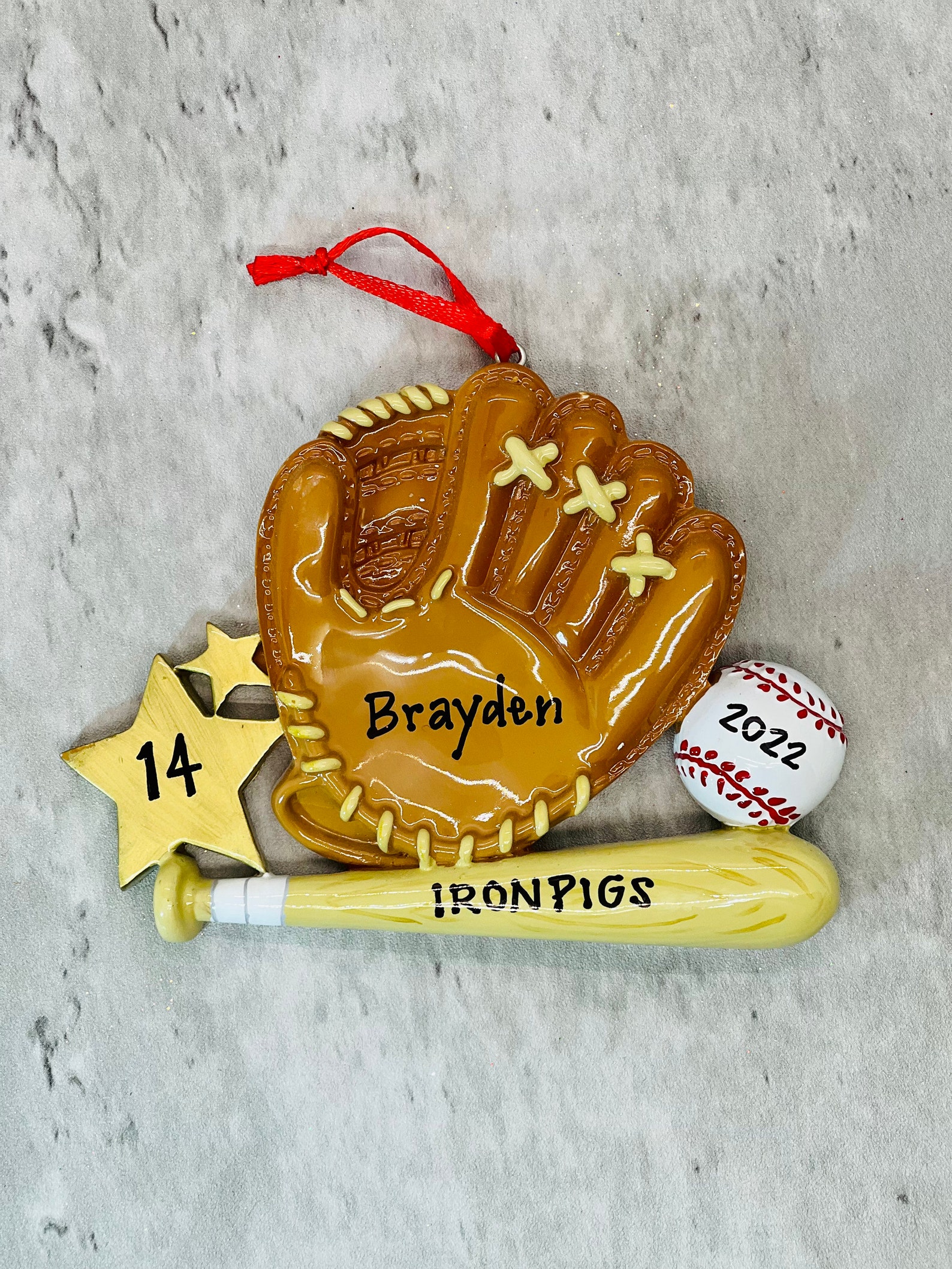 Baseball Glove Ornament Personalized Christmas Ornament Etsy