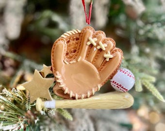 Personalized Baseball Glove Christmas Ornament | Kids Baseball Team Gift