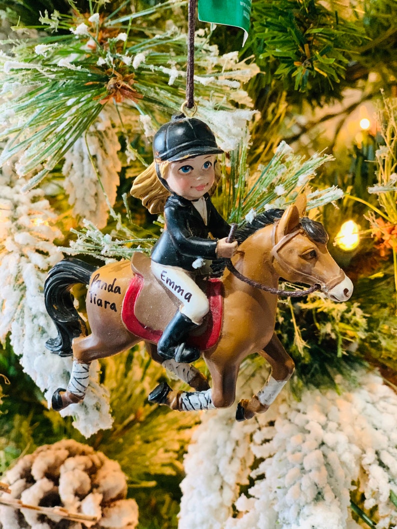 Equestrian Girl Riding Horse Christmas Ornament Horse Etsy