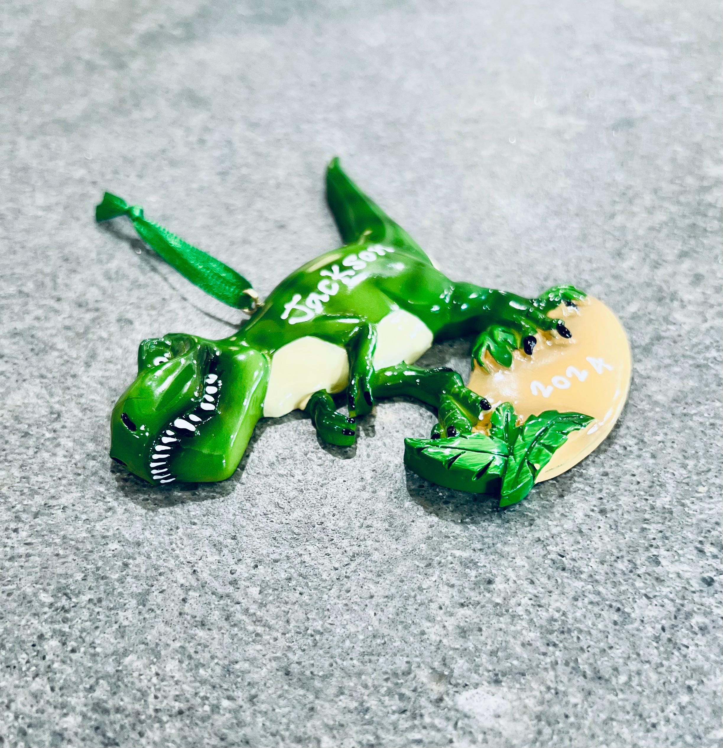 Personalized T-rex Dinosaur Ornament | Custom Holiday Keepsake