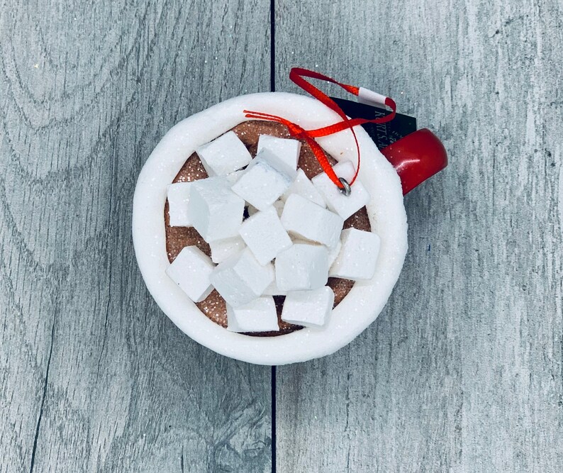 Hot Cocoa with Marshmallows Ornament Enamel Mug of Hot Cocoa Christmas Ornament Hot Cocoa Christmas Enamel Mug Hot Cocoa Ornaments Cacao image 7