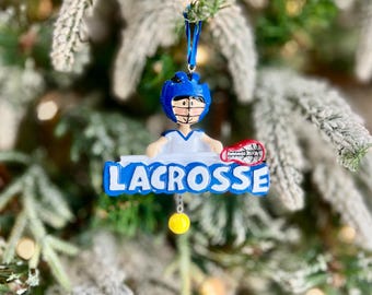 Personalized Lacrosse Ornament | Hand-Painted Christmas Ornament | Boys Team | Coach Sports Ornaments