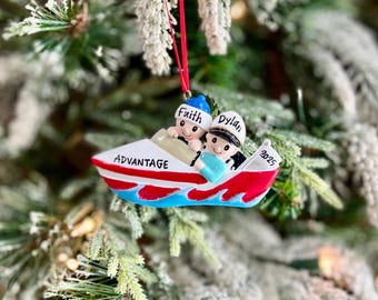 Personalized Boat Couple Christmas Ornament | Family Keepsake | Just Married | Custom Boating Gift for Newlyweds